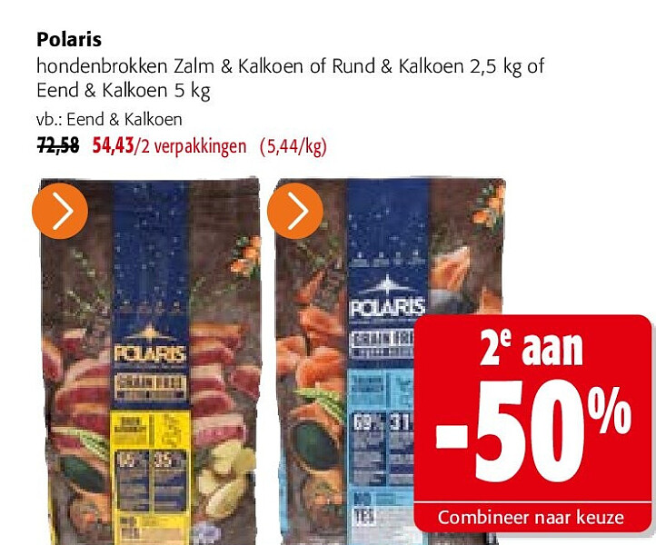 Polaris hondenbrokken Zalm & Kalkoen of Rund & Kalkoen 2,5 kg