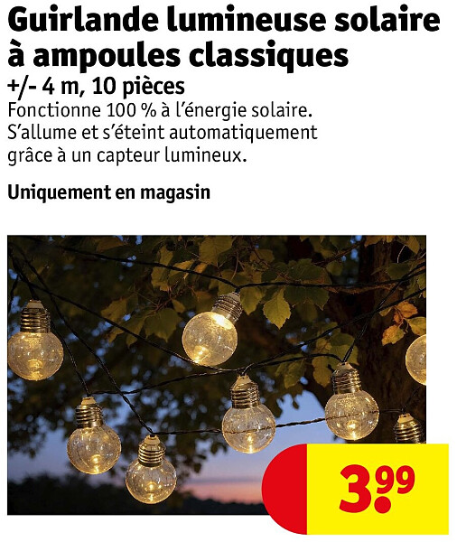 Guirlande lumineuse solaire à ampoules classiques