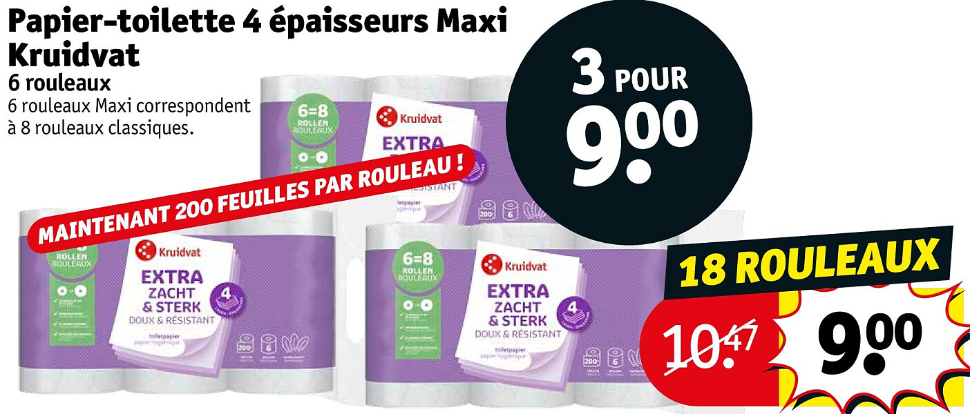 Papier-toilette 4 épaisseurs Maxi Kruidvat