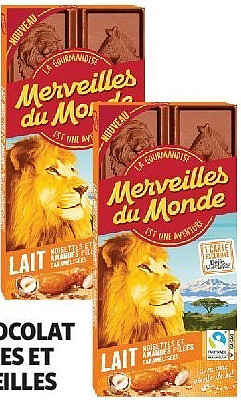 Tablette de chocolat au lait noisettes et amandes Merveilles du Monde 100 g