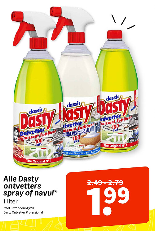 Alle Dasty ontvetters spray of navul