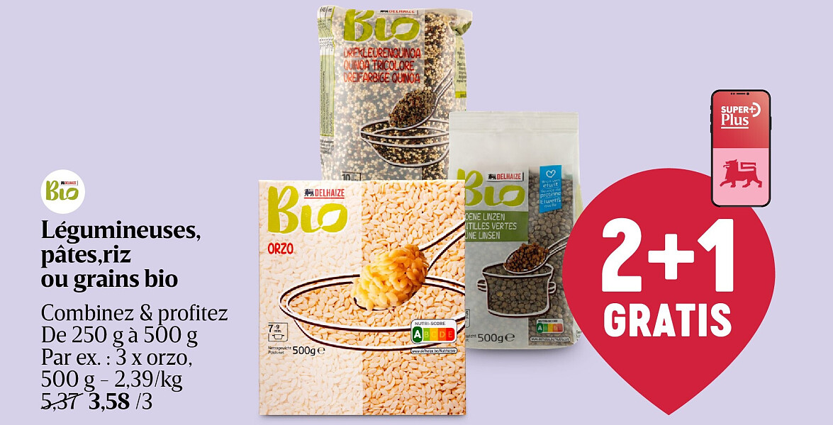 Légumineuses, pâtes,riz ou grains bio