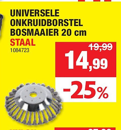 UNIVERSELE ONKRUIDBORSTEL BOSMAAIER 20 cm STAAL