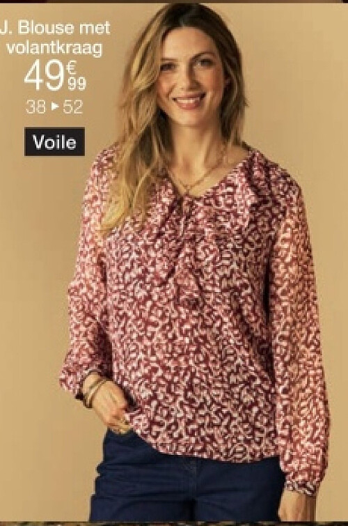 Blouse in voile met vlekrjesprint
