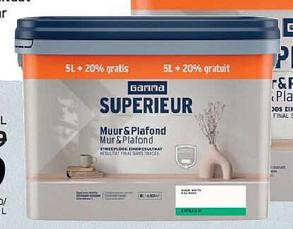 Superieur muurverf RAL9003 extra mat 5+1 L