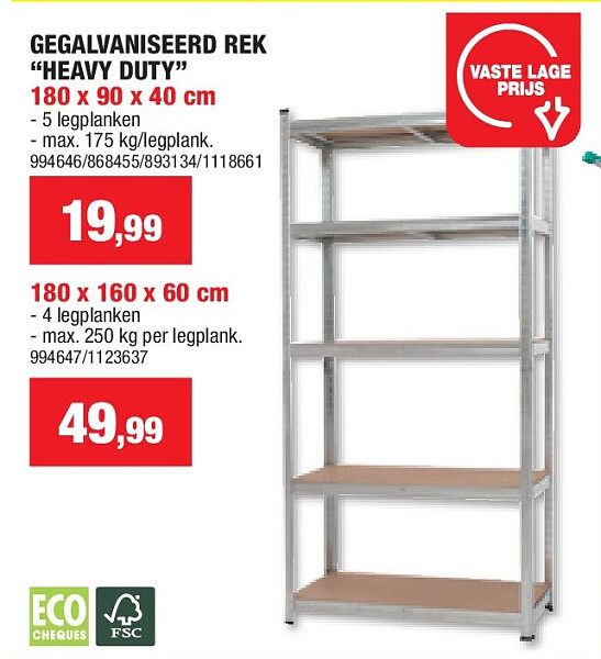 GEGALVANISEERD REK “HEAVY DUTY” 180 x 90 x 40 cm