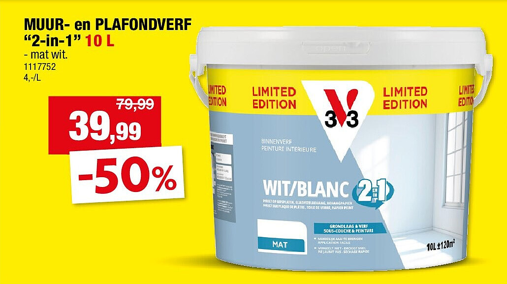 MUUR- en PLAFONDVERF “2-in-1” 10 L