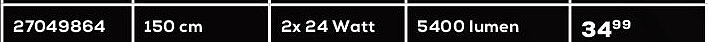 LED TL armatuur Atlantis, 150 cm, 2x24 Watt