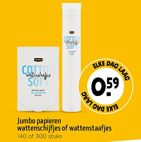 Jumbo papieren wattenschijfjes of wattenstaafjes