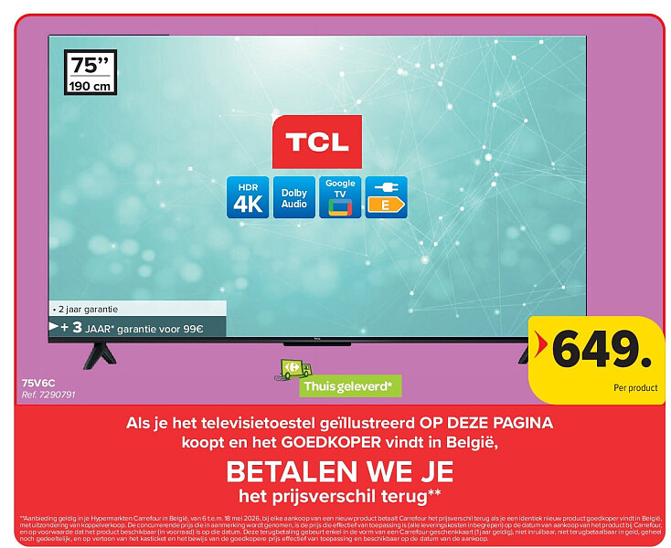 TCL 75V6C 4K TV