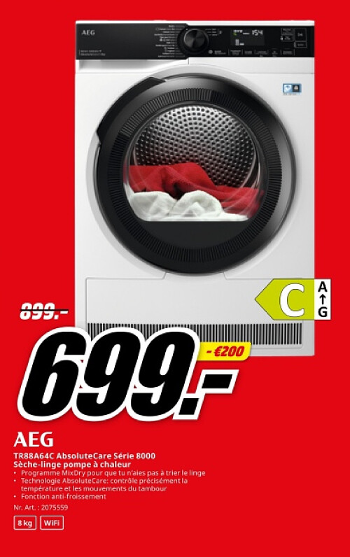 AEG TR88A64C AbsoluteCare Série 8000 Sèche-linge pompe à chaleur