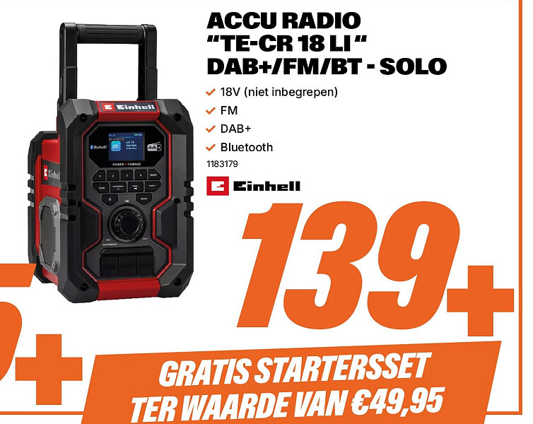 ACCU RADIO “TE-CR 18 LI “ DAB+/FM/BT - SOLO