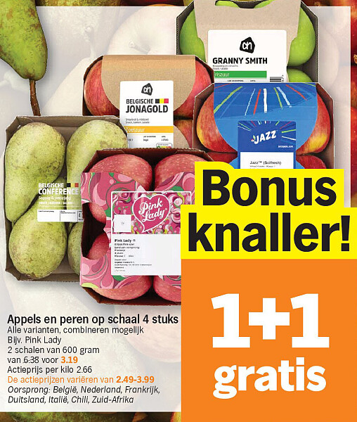 Appels en peren op schaal 4 stuks