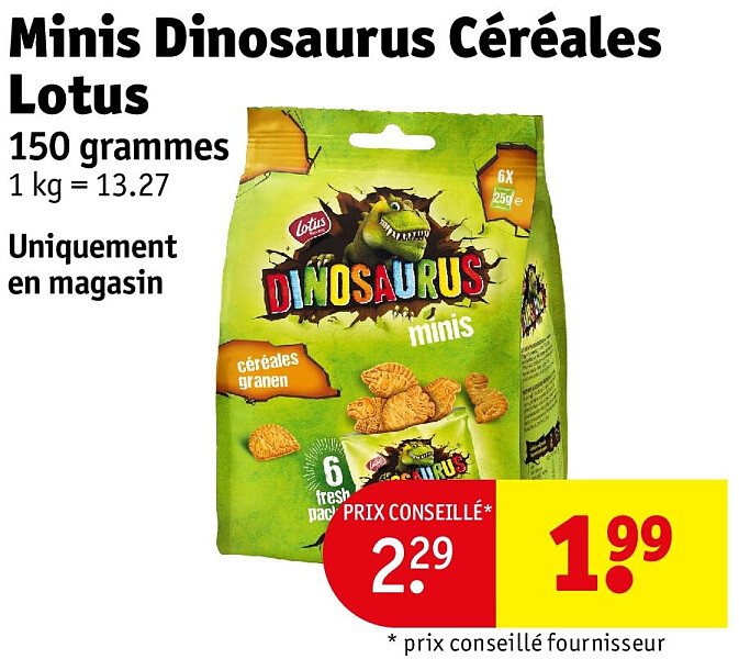 Minis Dinosaurus Céréales Lotus 150 grammes