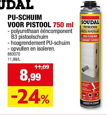 PU-SCHUIM VOOR PISTOOL 750 ml