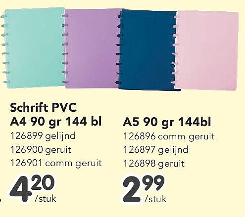 A5 90 gr 144bl 126896 comm geruit 126897 gelijnd 126898 geruit