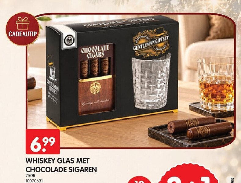 WHISKEY GLAS MET CHOCOLADE SIGAREN
