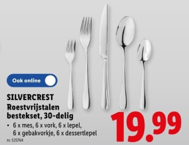 Roestvrijstalen bestekset, 30-delig