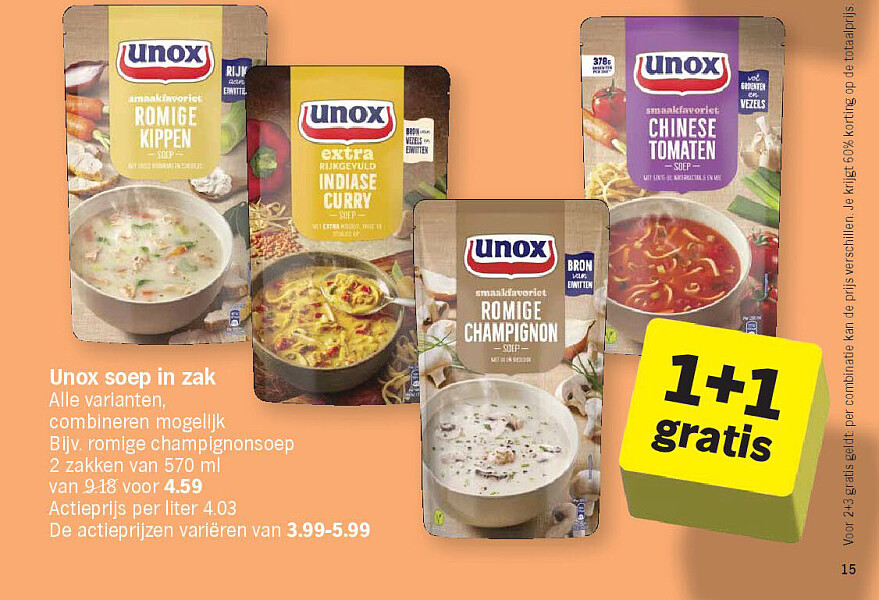 Unox soep in zak