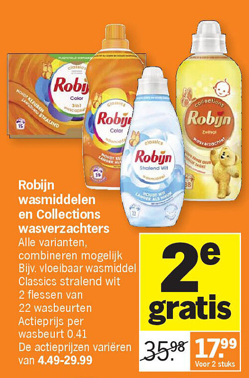 Robijn wasmiddelen en Collections wasverzachters