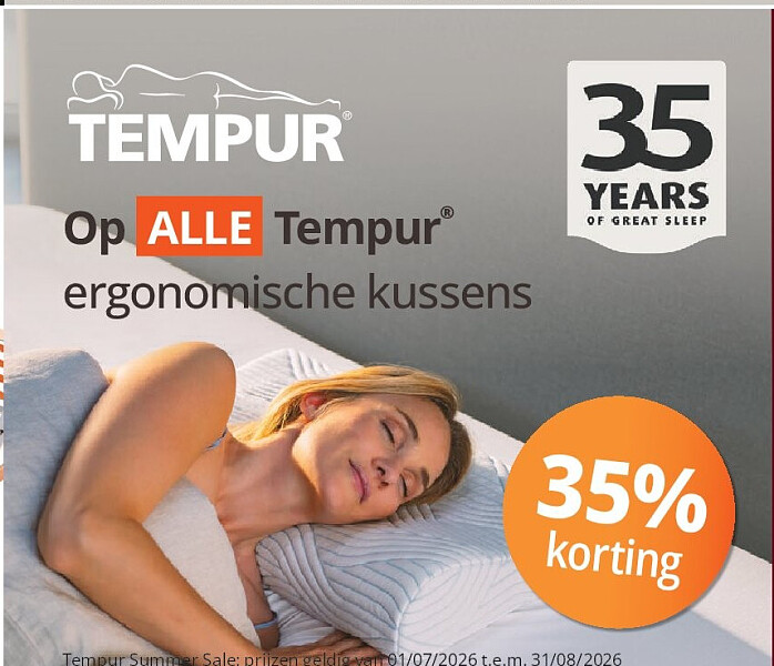 Op ALLE Tempur® ergonomische kussens