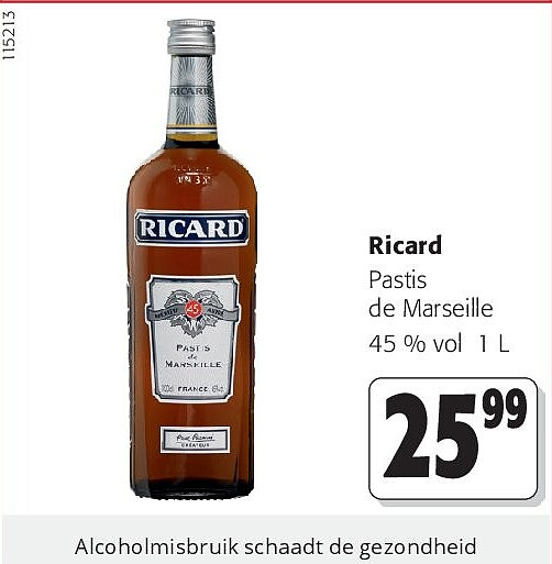 Ricard Pastis de Marseille 45 % vol 1 L