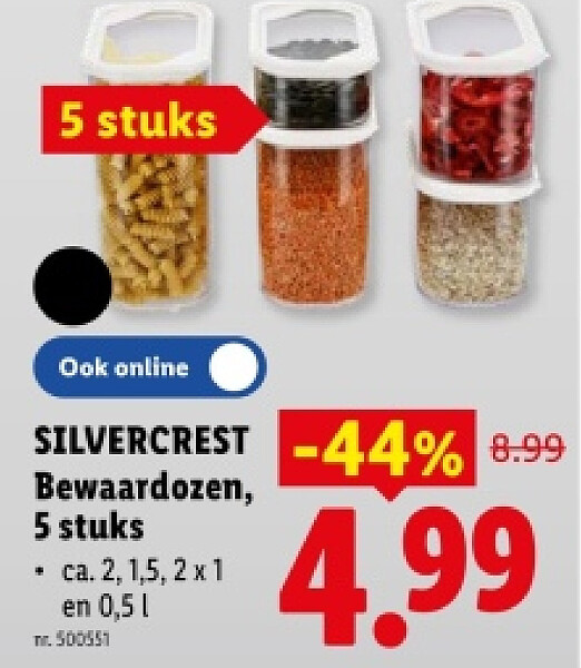 Bewaardozen, 5 stuks