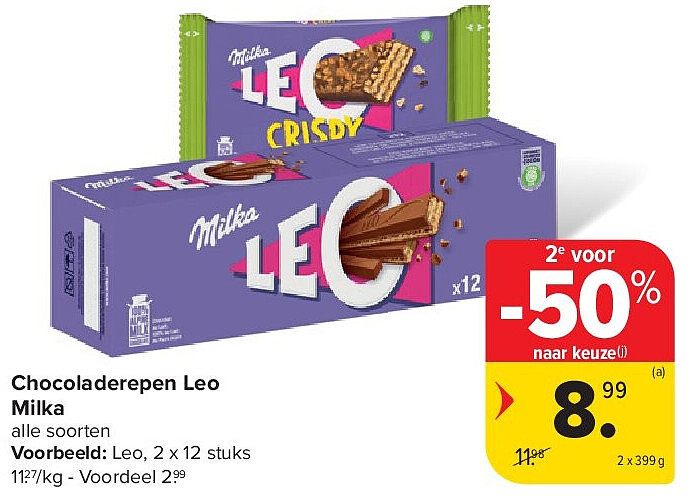 Chocoladerepen Leo Milka