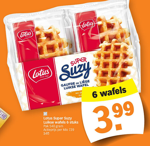 Lotus Super Suzy Luikse wafels 6 stuks