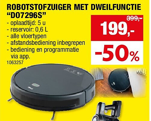 ROBOTSTOFZUIGER MET DWEILFUNCTIE “DO7296S