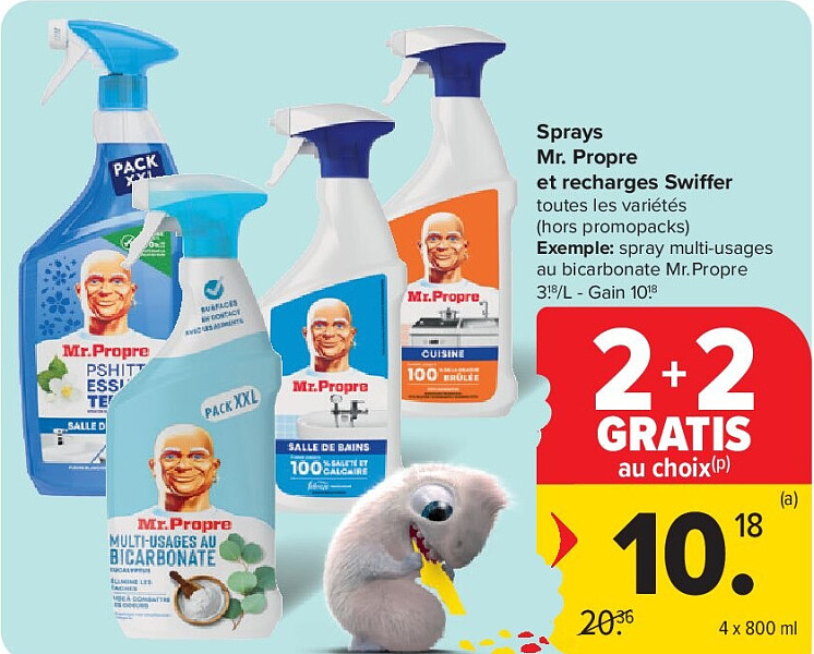 Sprays Mr. Propre et recharges Swiffer 4 x 800 ml