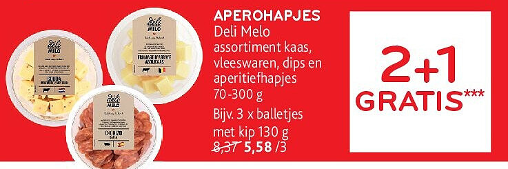 APEROHAPJES Deli Melo assortiment kaas, vleeswaren, dips en aperitiefhapjes 70-300 g