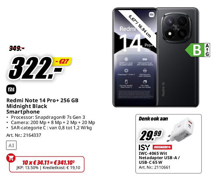 Mi Redmi Note 14 Pro+ 256 GB Midnight Black Smartphone