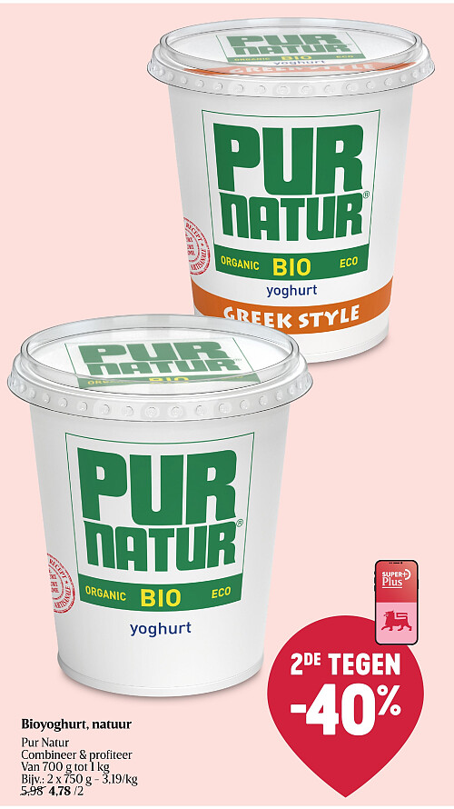 Bioyoghurt, natuur