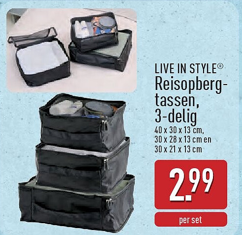 Reisopberg tassen, 3-delig