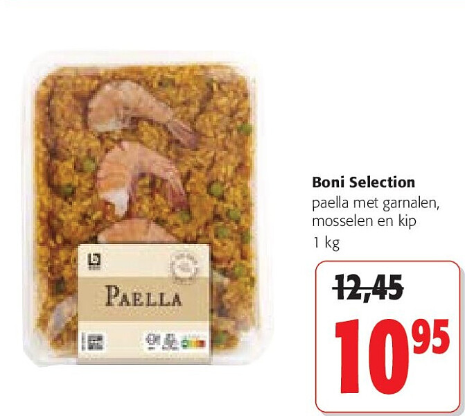 Boni Selection paella met garnalen, mosselen en kip 1 kg