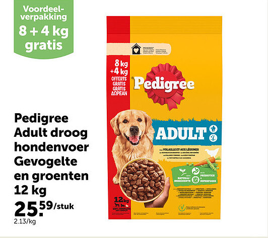 Pedigree Adult droog hondenvoer Gevogelte en groenten 12 kg