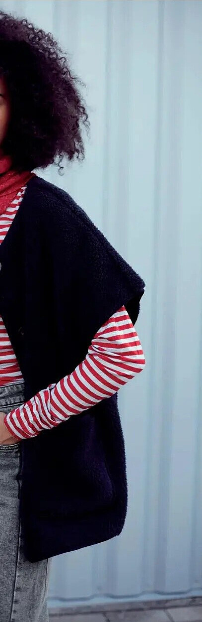 Gilet teddy noir sans manches