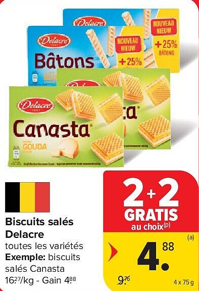 Biscuits salés Delacre 4 x 75 g