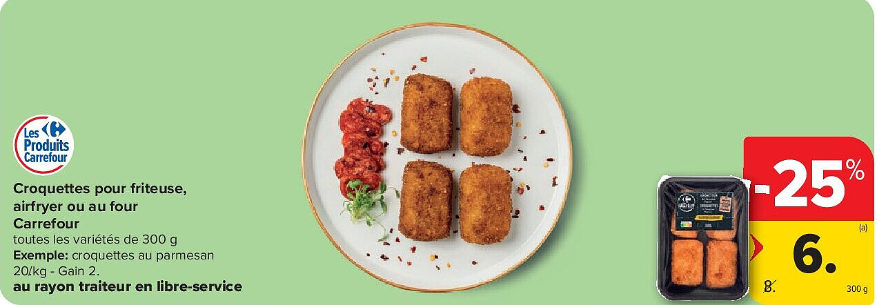 Croquettes pour friteuse, airfryer ou au four Carrefour 300 g