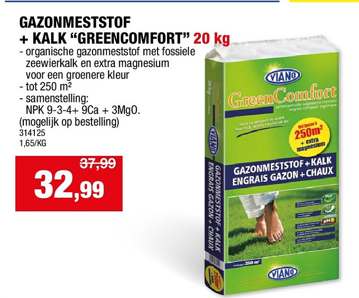 GAZONMESTSTOF + KALK “GREENCOMFORT” 20 kg
