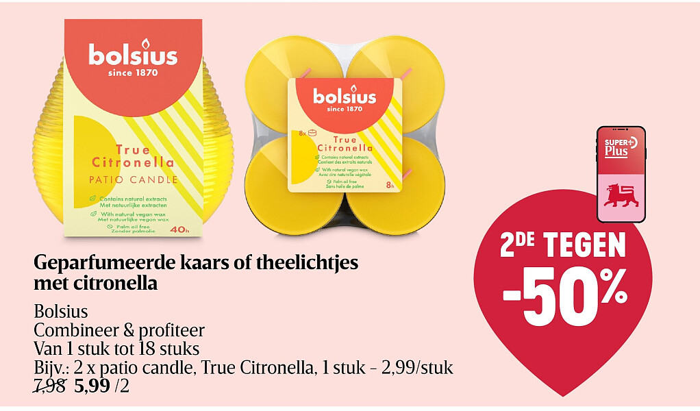 Geparfumeerde kaars of theelichtjes met citronella
