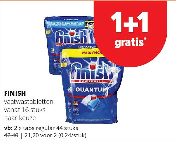 FINISH vaatwastabletten vanaf 16 stuks