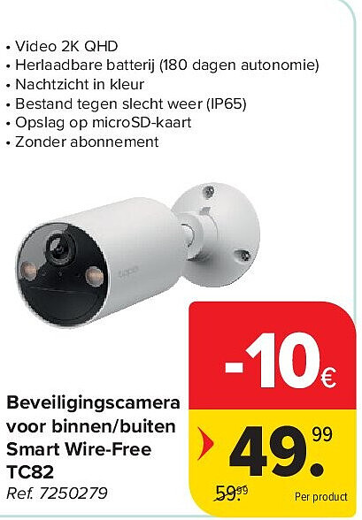 Beveiligingscamera voor binnen/buiten Smart Wire-Free TC82