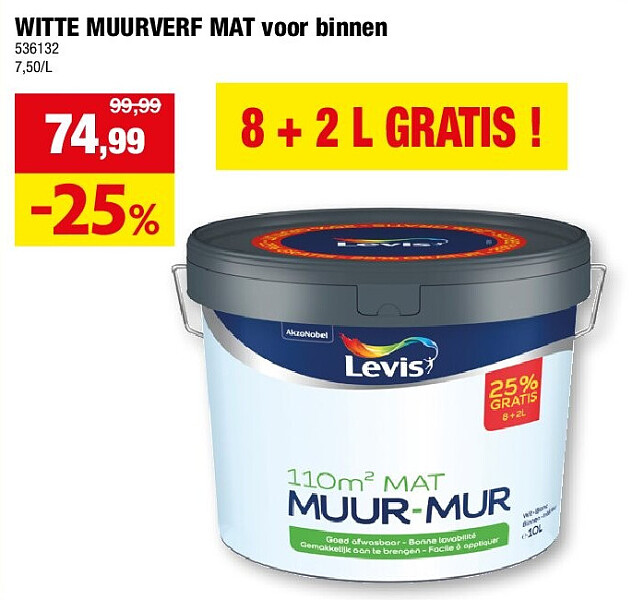 WITTE MUURVERF MAT voor binnen