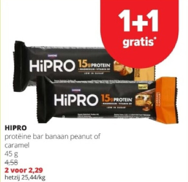HIPRO protëine bar banaan peanut of caramel 45 g