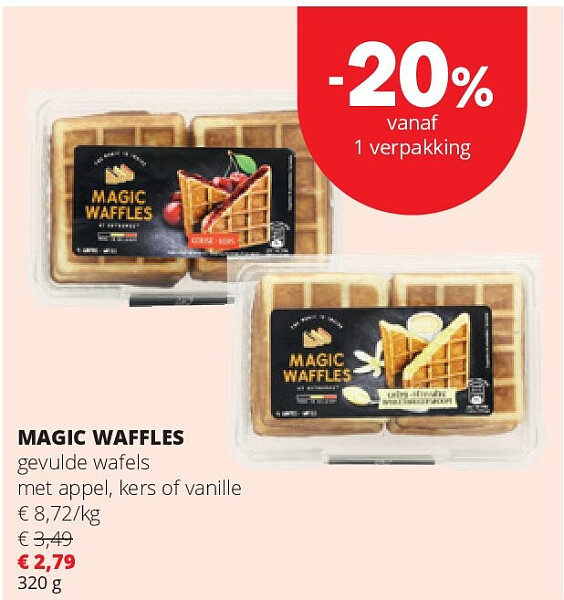 MAGIC WAFFLES gevulde wafels met appel, kers of vanille