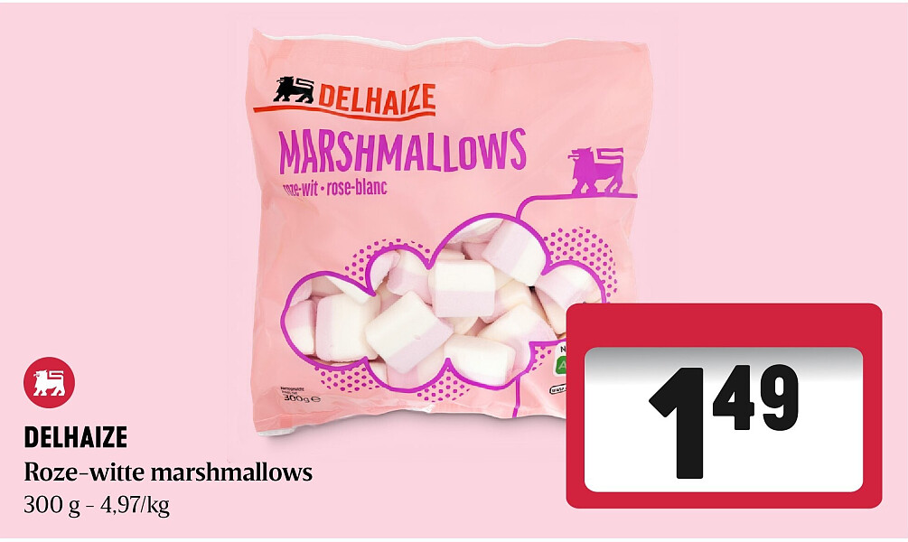 DELHAIZE Roze-witte marshmallows