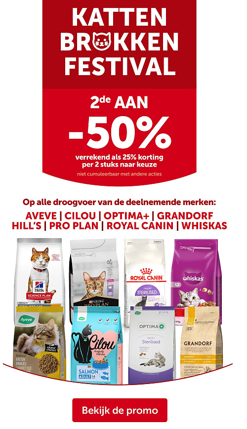 Op alle droogvoer van de deelnemende merken