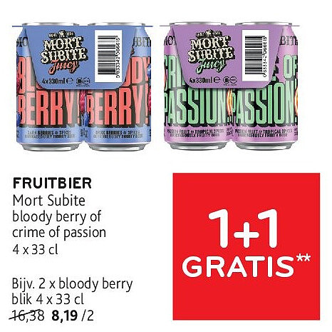 FRUITBIER Mort Subite bloody berry of crime of passion 4 x 33 cl
